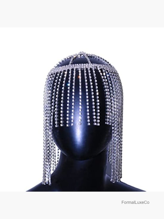 Flapper Crystal Head Chain Hair Accessory Rhinestone Cap Headpiece Wedding main image 5